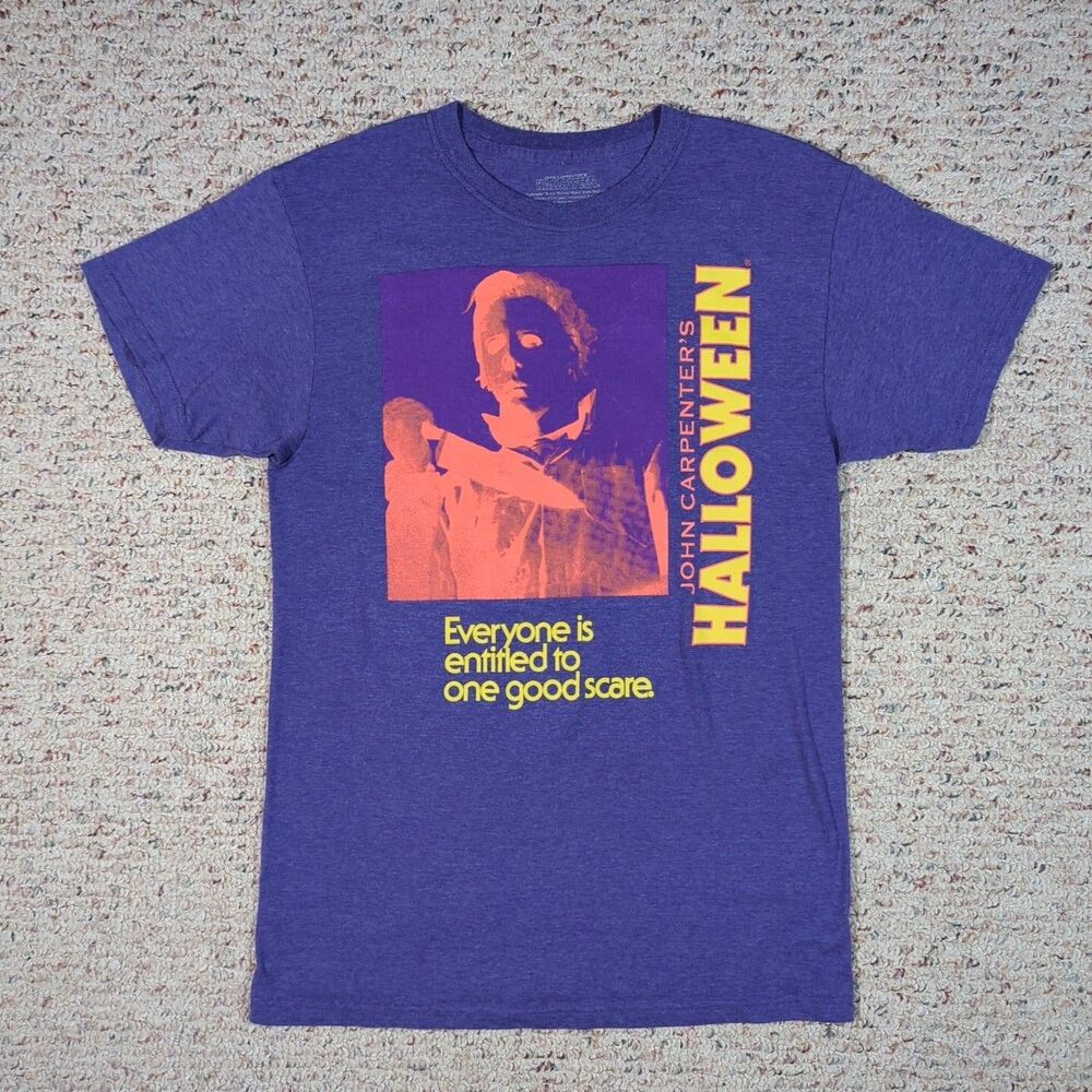John Carpenter's HALLOWEEN T-Shirt Michael Myers Men's SMALL Purple 2021 Compass